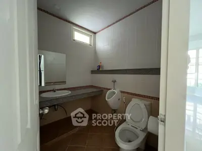 Modern bathroom with sleek fixtures and natural light