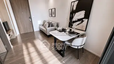 Stylish modern living room with elegant dining area and contemporary decor