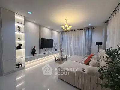 Luxurious modern living room with elegant lighting and plush seating