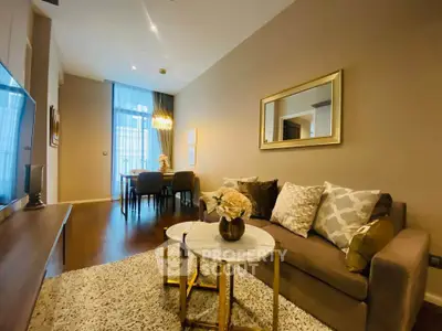 Elegant living room with modern decor and cozy seating area