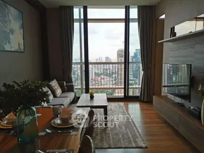 Luxurious high-rise living room with stunning city view and modern decor
