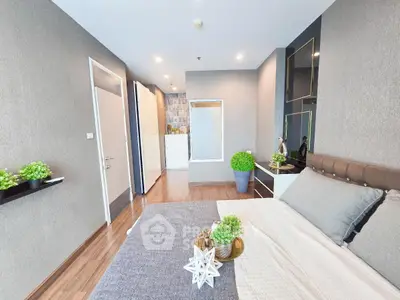 Modern bedroom with stylish decor and cozy ambiance