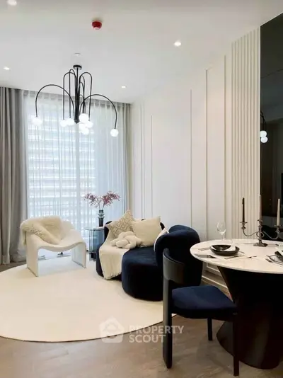 Elegant modern living room with chic furniture and stylish lighting