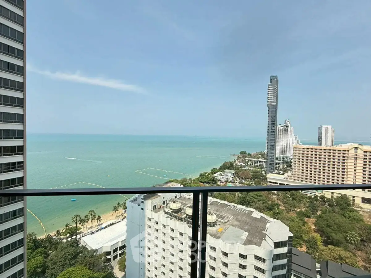 Stunning ocean view from high-rise balcony in luxury condominium