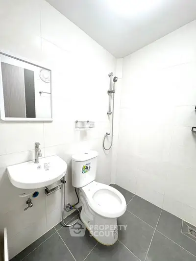 Modern bathroom with sleek fixtures and minimalist design
