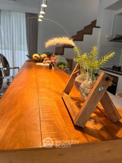 Modern kitchen with wooden countertop and stylish decor in a cozy home