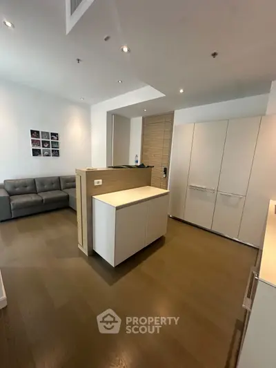 Modern living room with sleek design and minimalist furniture