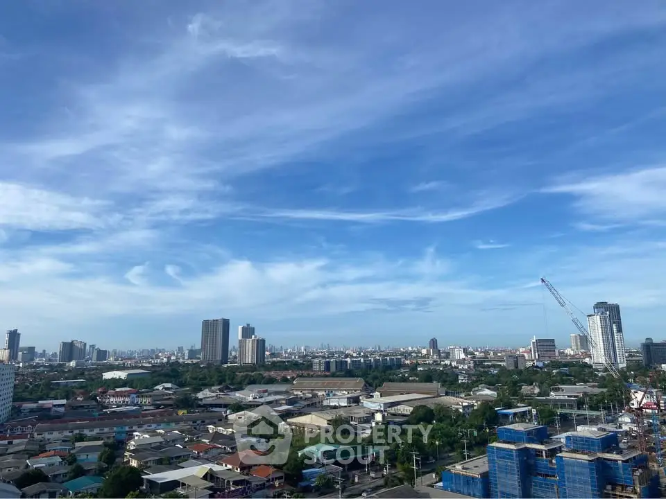Stunning cityscape view with clear blue skies and urban skyline