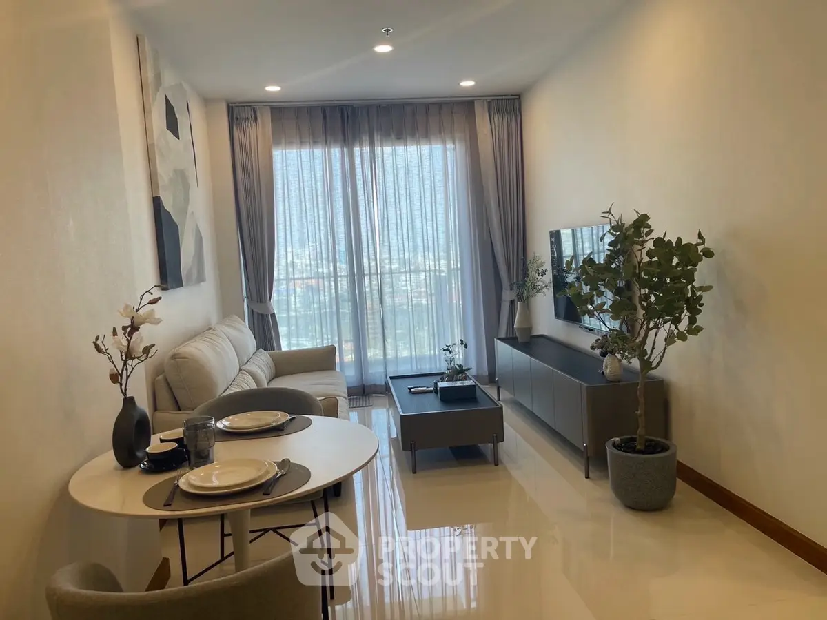 Modern living room with elegant decor and natural light