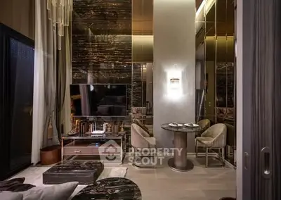 Luxurious modern living room with elegant decor and dining area