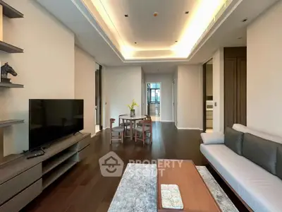 Luxurious modern living room with elegant furniture and ambient lighting