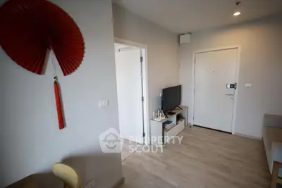 Modern apartment entrance with stylish decor and cozy living area