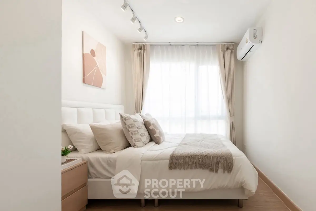 Cozy and bright bedroom with modern decor and natural light