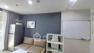 Modern living room with sleek sofa and minimalist decor