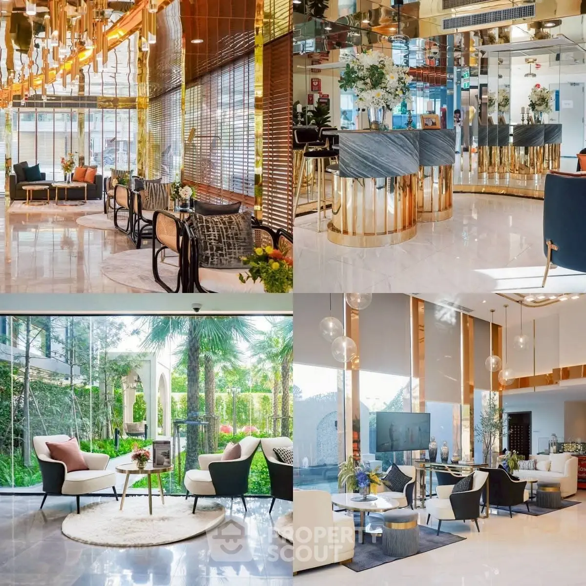 Luxurious modern interior with elegant furniture and stunning garden view, perfect for upscale living.