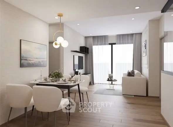 Modern living room with dining area and elegant decor