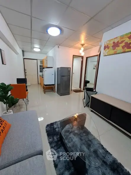 Modern living room with stylish furniture and open layout