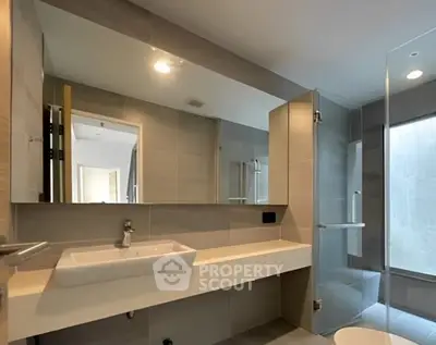 Modern bathroom with sleek design and glass shower enclosure