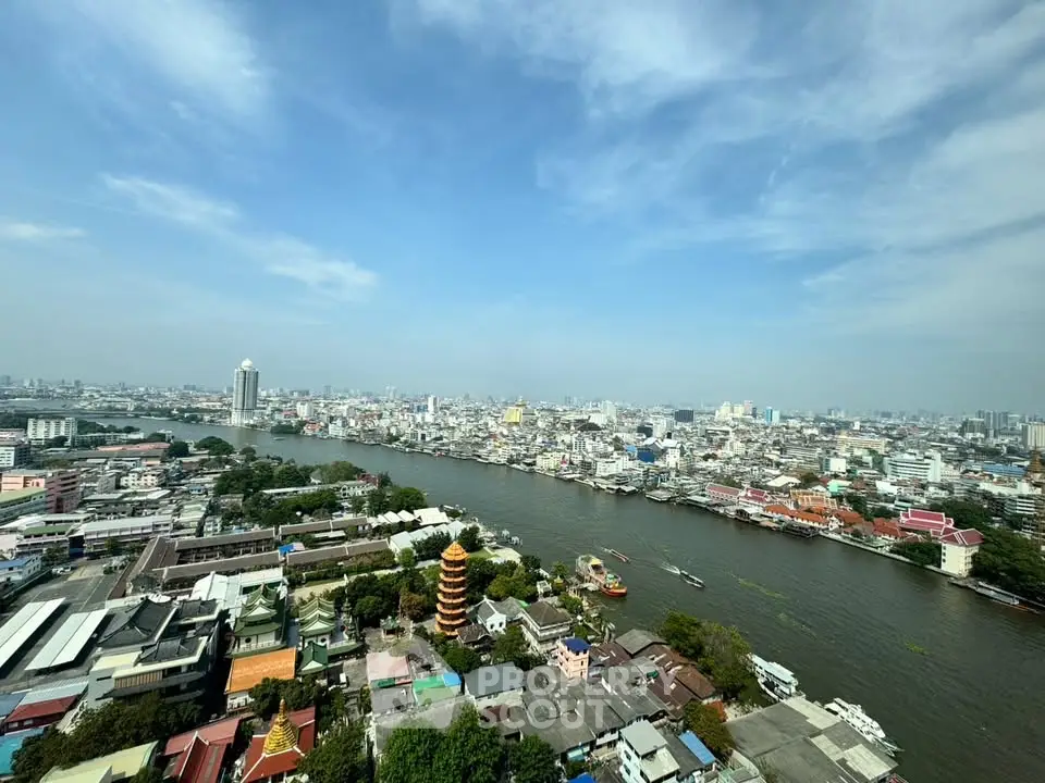 Stunning aerial view of a vibrant cityscape with a river and skyline, perfect for urban living enthusiasts.