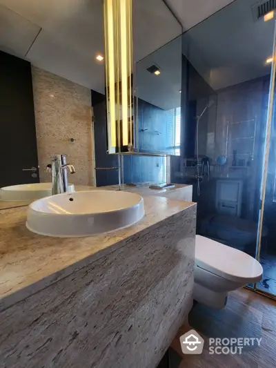 Luxurious modern bathroom with elegant fixtures and stylish design