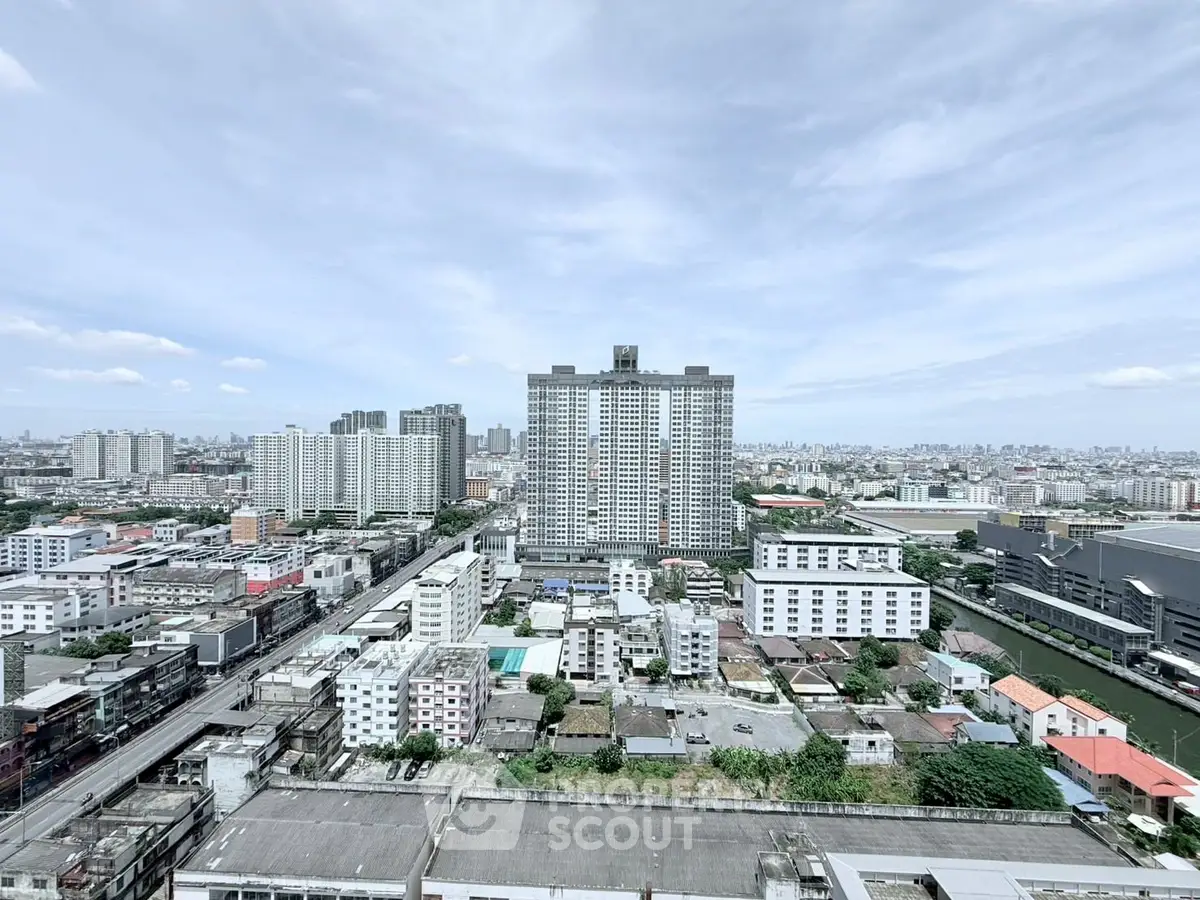 Stunning cityscape view showcasing high-rise buildings and urban skyline.