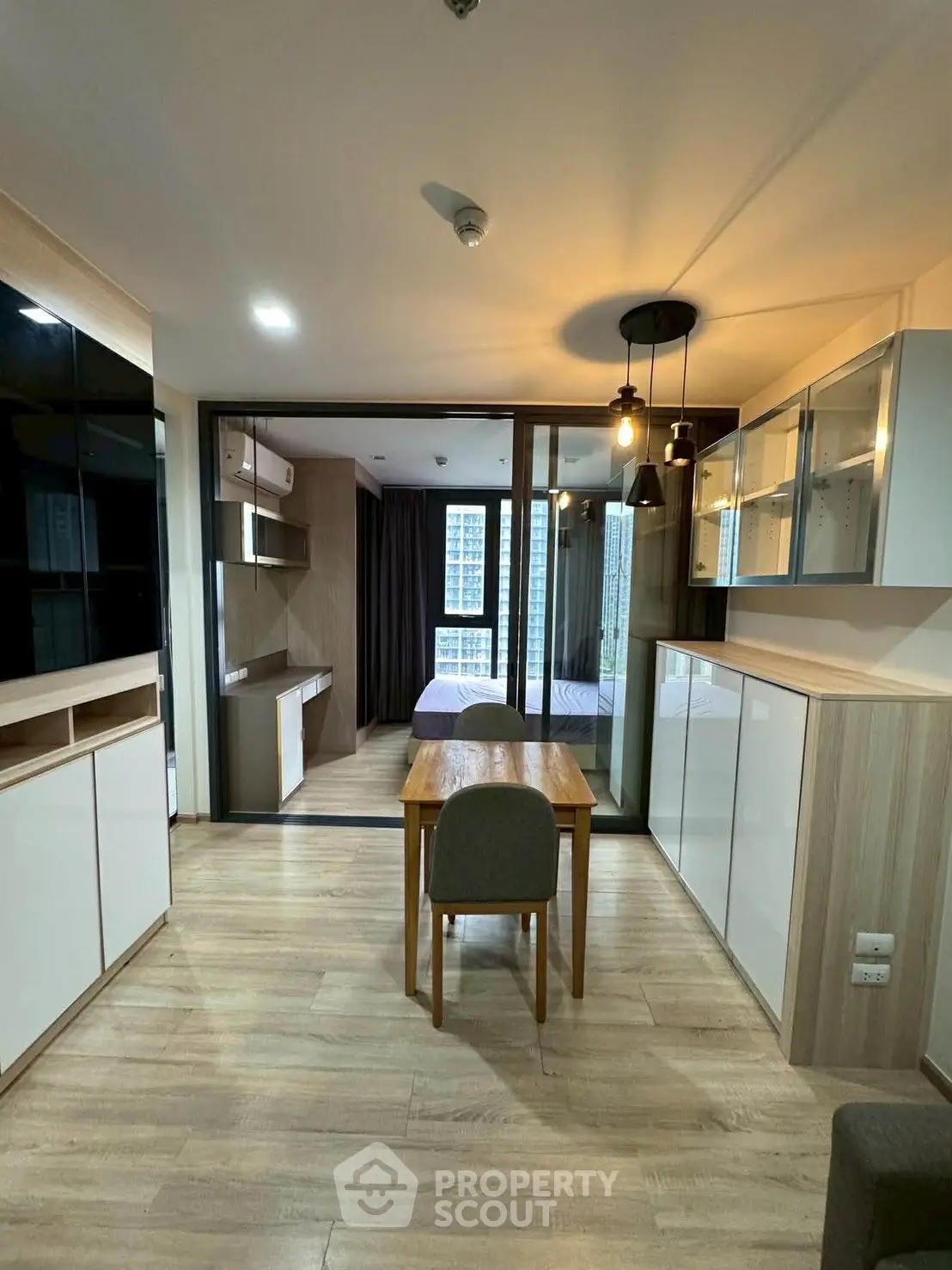 Modern apartment interior with open layout and stylish furnishings
