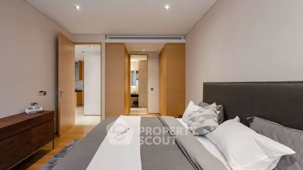 Modern bedroom with stylish decor and cozy ambiance