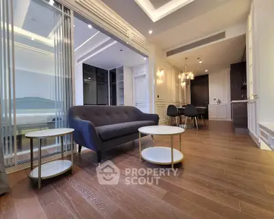 Luxurious modern living room with elegant furniture and open layout