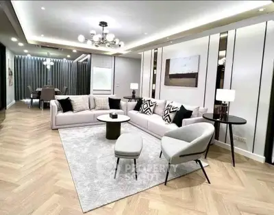 Luxurious modern living room with elegant decor and spacious layout