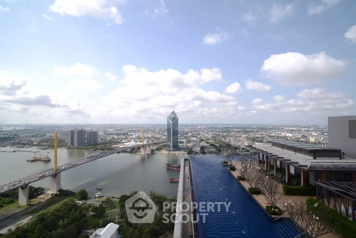 Stunning rooftop infinity pool with panoramic city and river views