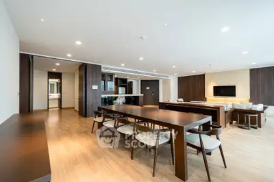 Spacious modern living room with elegant dining area and open layout
