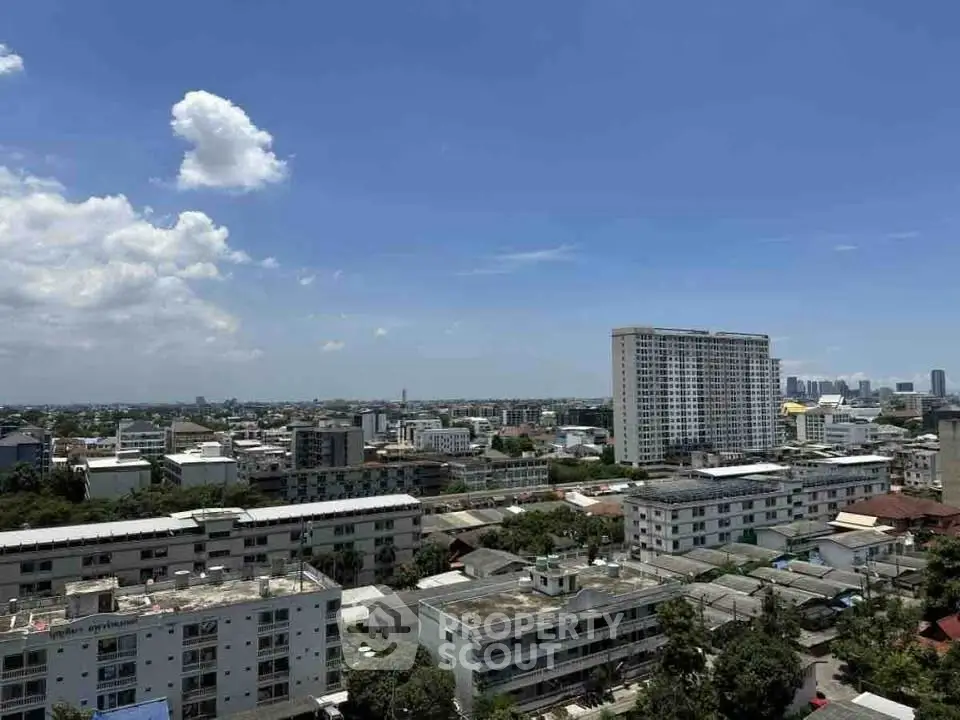 Stunning cityscape view with high-rise buildings under a clear blue sky.
