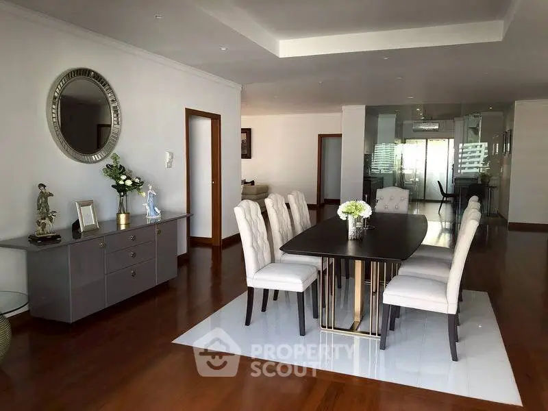 Elegant dining area with modern decor and spacious layout