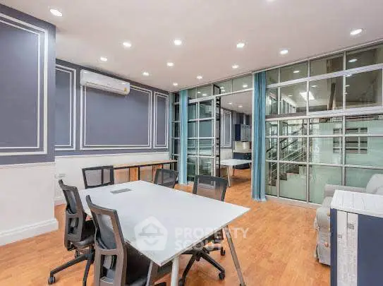 Modern study room with elegant decor and ample natural light