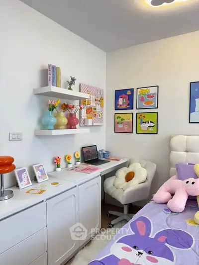 Charming children's bedroom with colorful decor and cozy atmosphere.