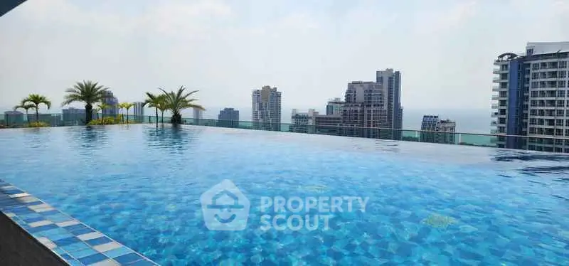 Stunning rooftop infinity pool with breathtaking city skyline views.