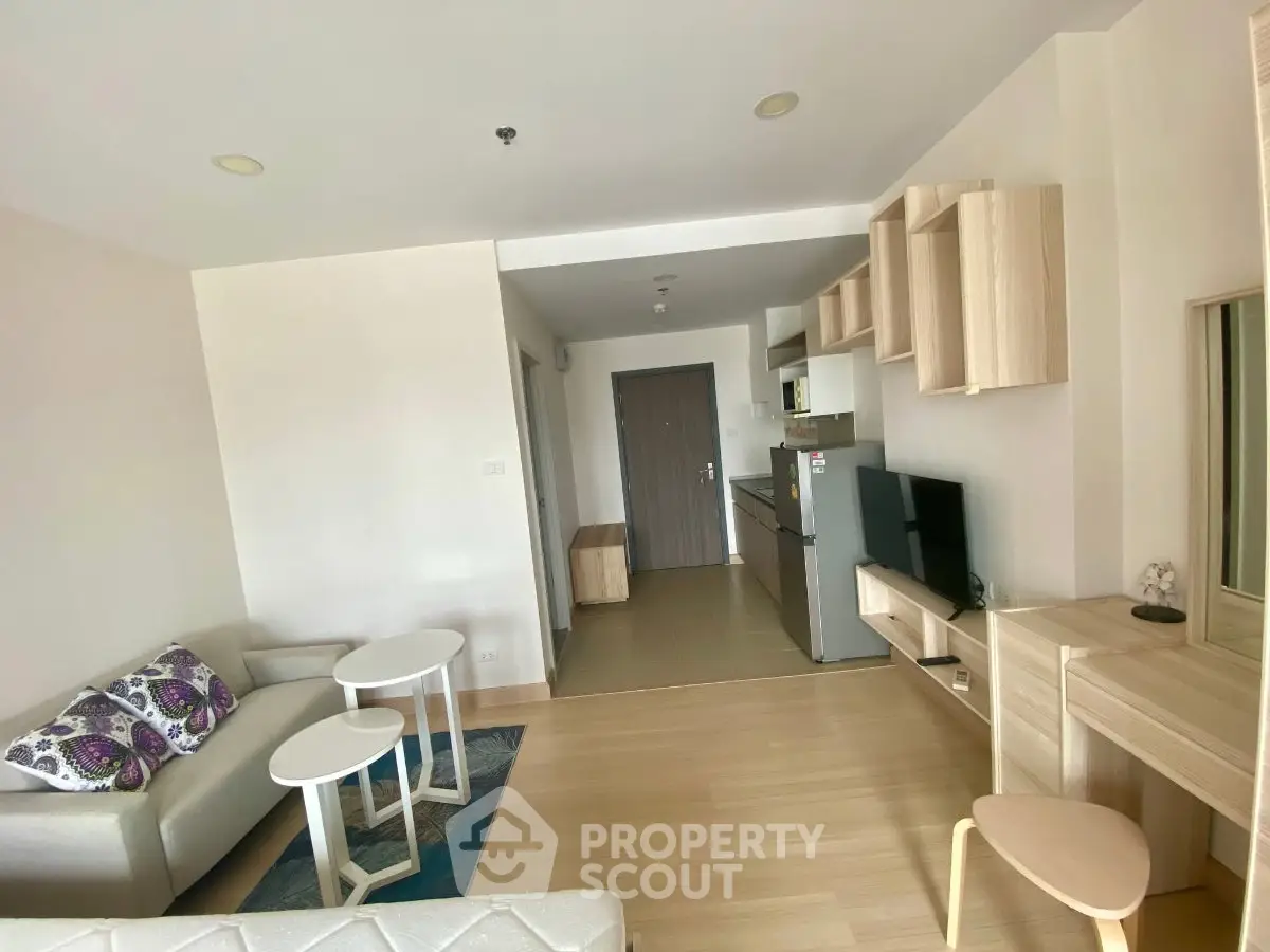 Modern living room with stylish furniture and open layout in a contemporary apartment.