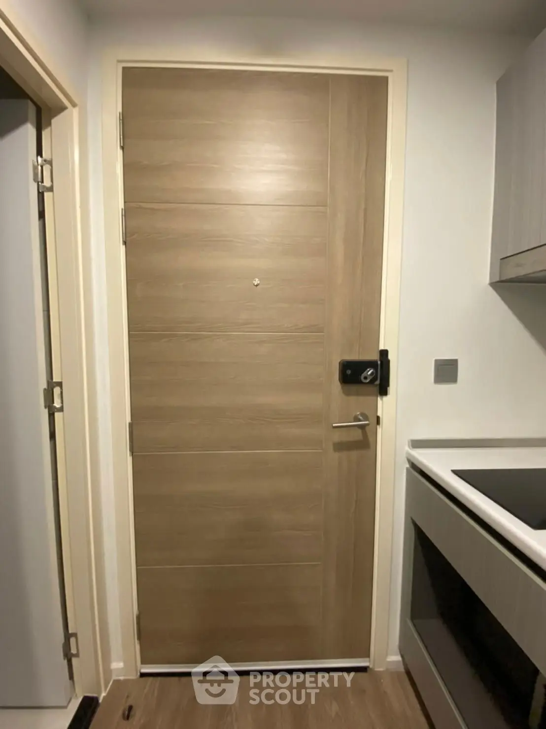 Modern interior door with sleek design and wood finish