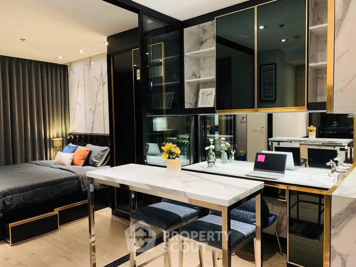 Luxurious modern studio apartment with elegant decor and stylish furnishings