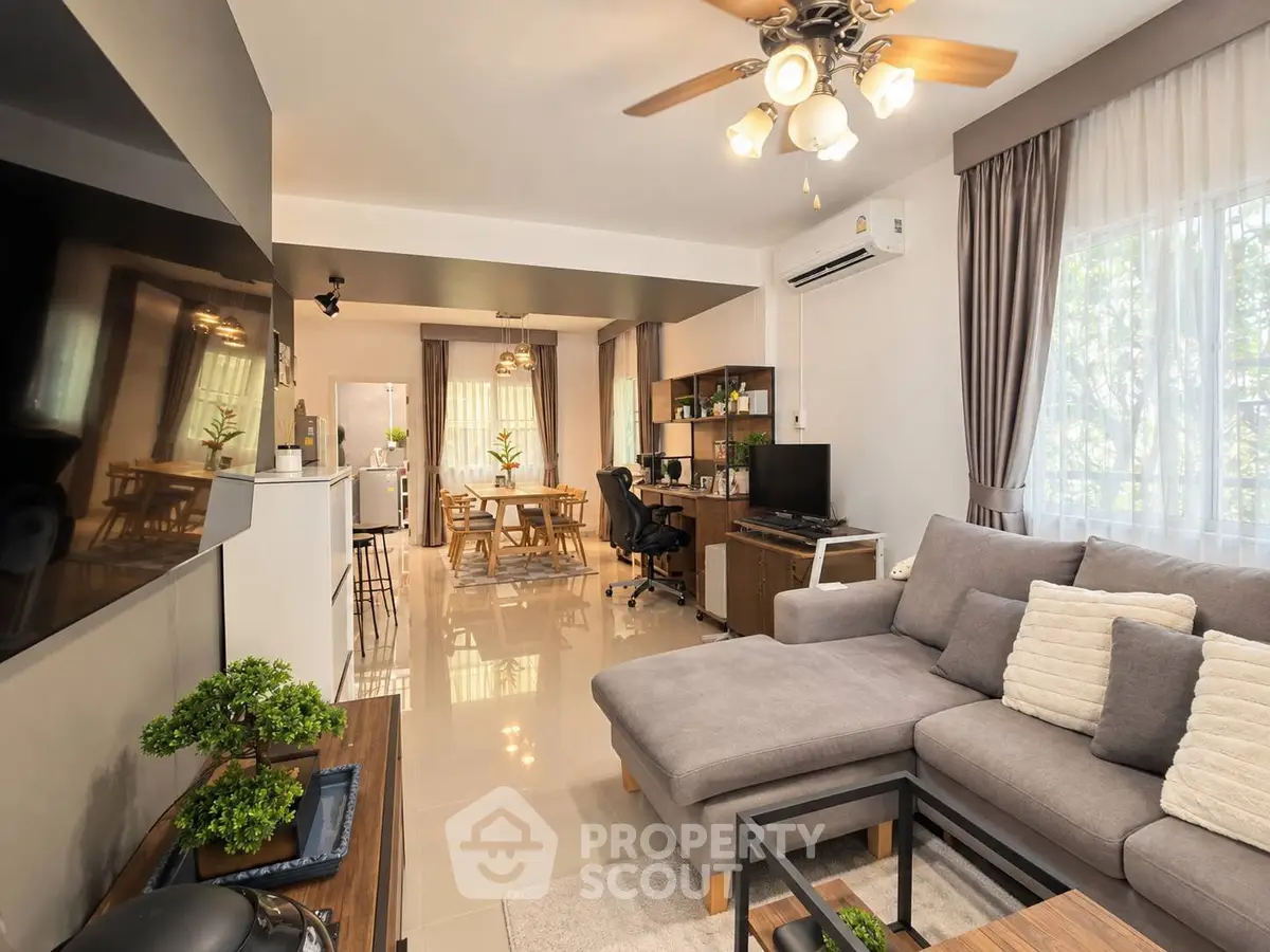 Spacious modern living room with open layout and stylish decor