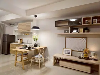 Modern kitchen with open layout and stylish wooden furniture