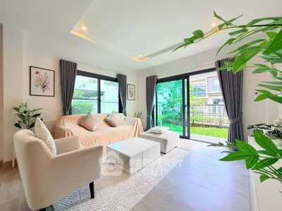 Bright and airy living room with garden view and modern decor