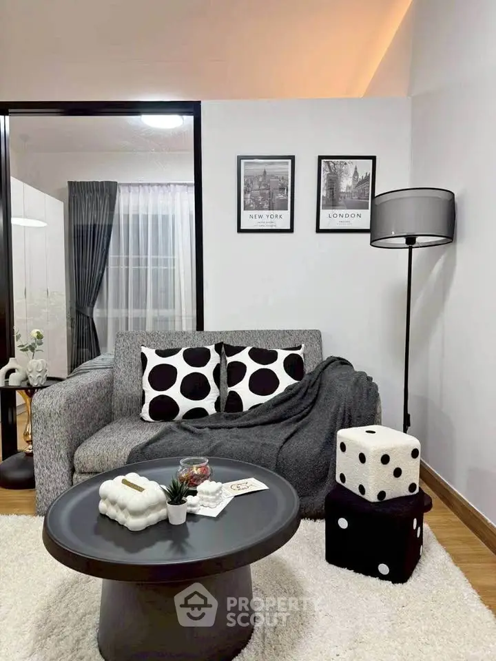 Stylish modern living room with cozy sofa and chic decor