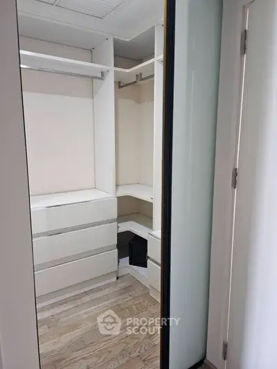 Spacious walk-in closet with modern storage solutions and elegant design.