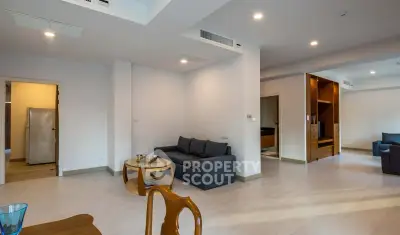 Spacious modern living room with elegant furniture and open layout