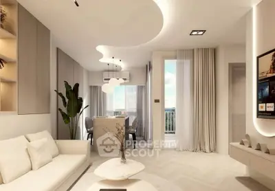 Luxurious modern living room with elegant decor and stunning natural light