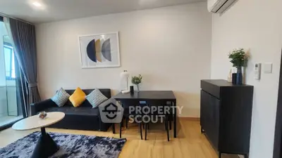 Modern living room with stylish decor and cozy seating area