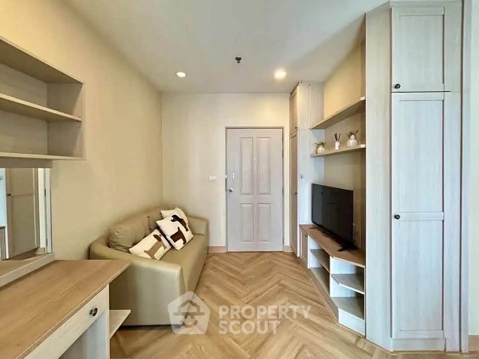 Cozy living room with modern decor and wooden flooring