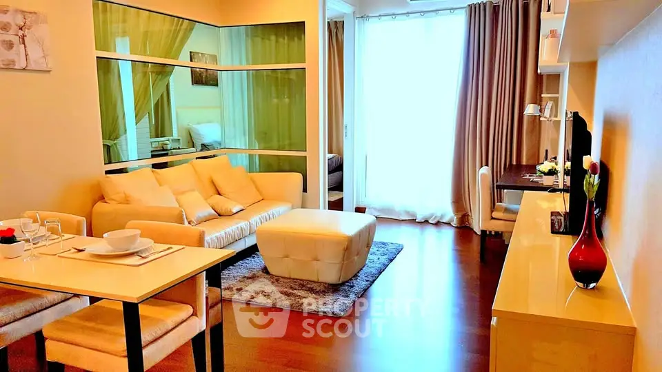 Spacious modern living room with elegant decor and natural light