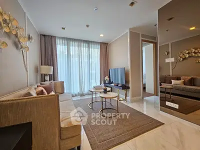 Luxurious modern living room with elegant decor and natural light